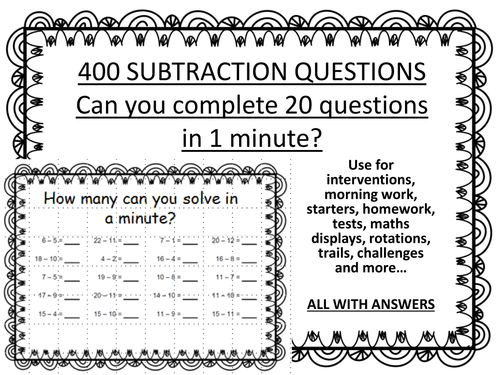 400 SUBTRACTION QUESTIONS