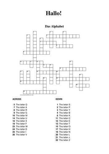 Alphabet puzzle in German - crossword