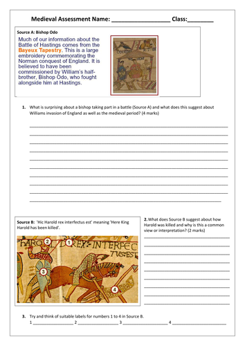Medieval Class Test KS3 Year 7 Normans