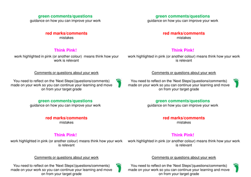 Marking stickers for feedback