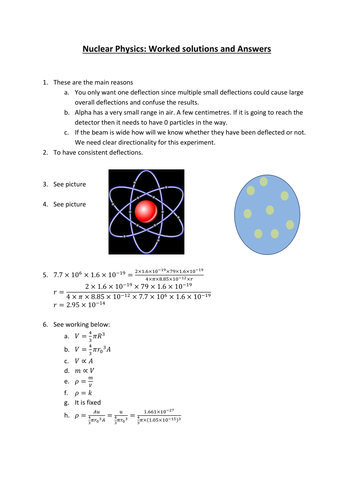 Answers to the recently updated A-level Nuclear Booklet