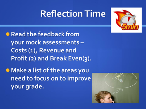 BTEC Business Unit 2 (Exam) - Assessment of Costs, Revenue, Profit and Break Even