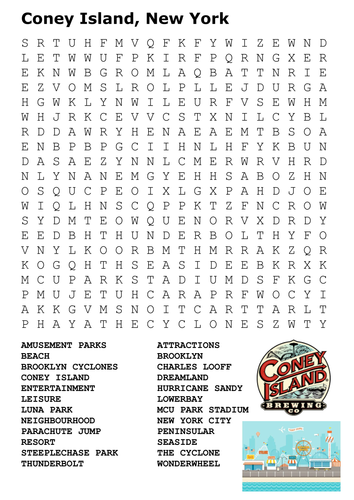 Coney Island New York Word Search