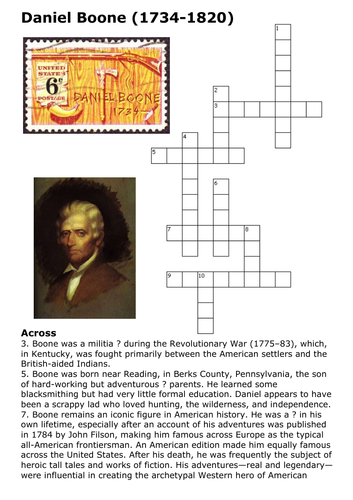 Daniel Boone Crossword