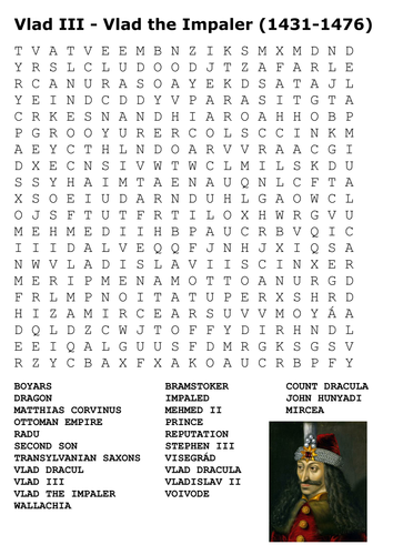 Vlad III - Vlad the Impaler Word Search