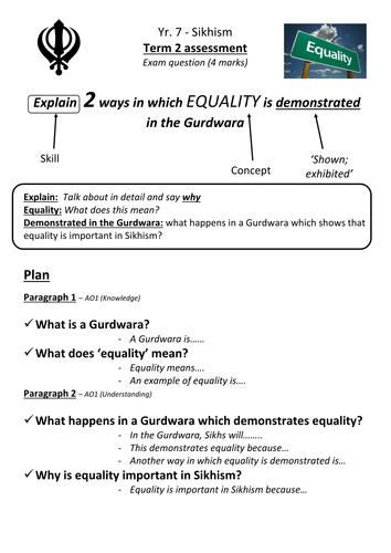 KS3 Sikhism assessment based on GCSE skills (life after levels)