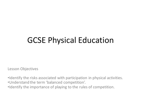 GCSE PE - Risk Assessment and Preventing Injuries