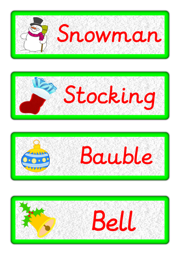 Christmas Vocabulary Cards and Word Mat