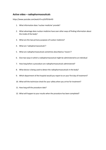 Active video questions - radiopharmaceuticals