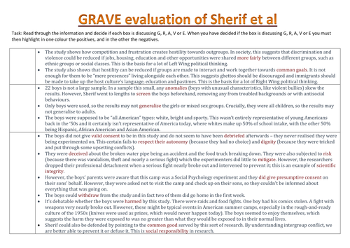 Sherif et al, Robbers Cave, Realistic group theory. Social psychology. AS LEvel