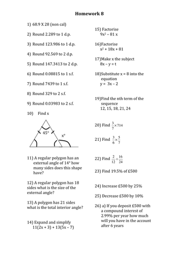 Mathematics Homework 8