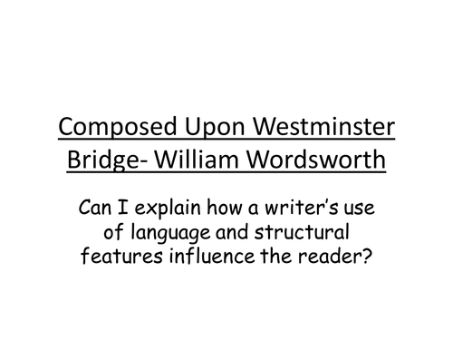 Composed Upon Westminster Bridge