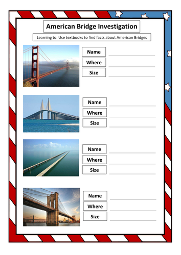 KS2: Bridges (DT/Note taking/History/Research/America)