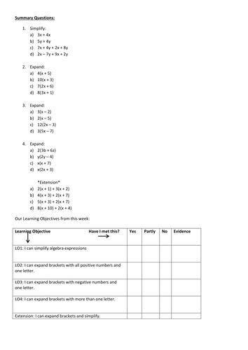 Simplifying Algebra (Including Brackets)