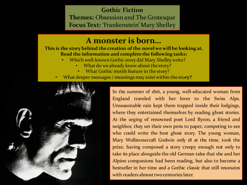 Gothic Fiction: 'Frankenstein' - Mary Shelley (lesson 1)