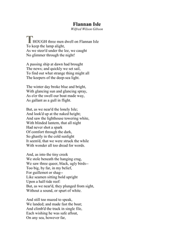 Flannan isle poem picture