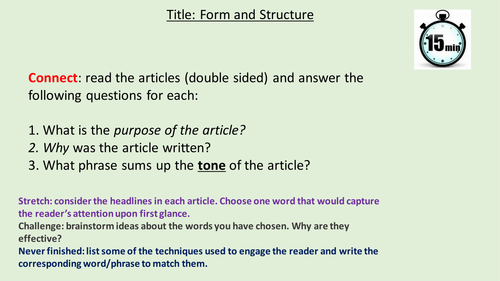 English Revision Lesson: form and structure