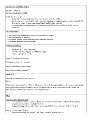 KS3 Polymers