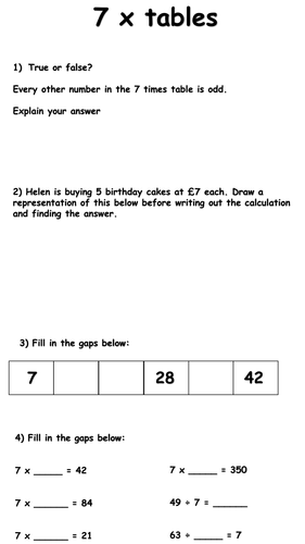 7 Times Table Mastery check