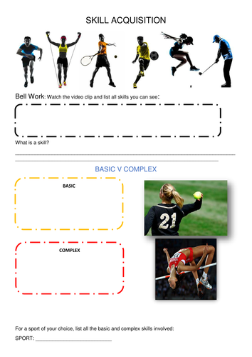 Skill acquisition in sport GCSE PE student worksheet
