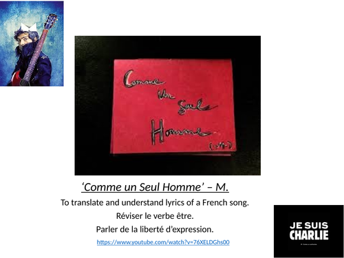 Comme Un seul Homme - M - Working on a song/ être / freedom of expression / Charlie Hebdo