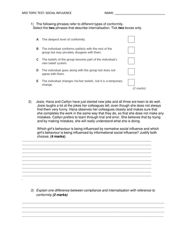 Social Psychology: Revision and mini tests (Psychology AQA A)