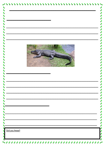 Information Sheets on Crocodiles Year 3 (Differentiated worksheets)