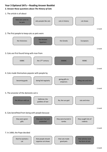 KS2 Reading Comprehension booklets Optional Sats style