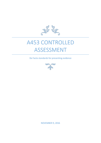 A453 Controlled Assessment - Evidencing work