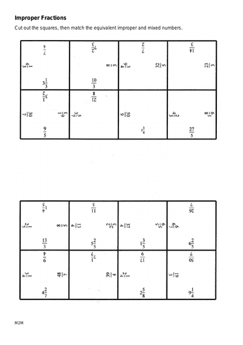 Improper fractions jigsaw
