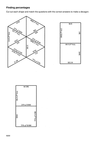 Finding percentages jigsaw
