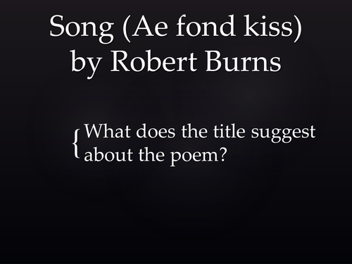 BURNS for AQA POETRY AS LITERATURE
