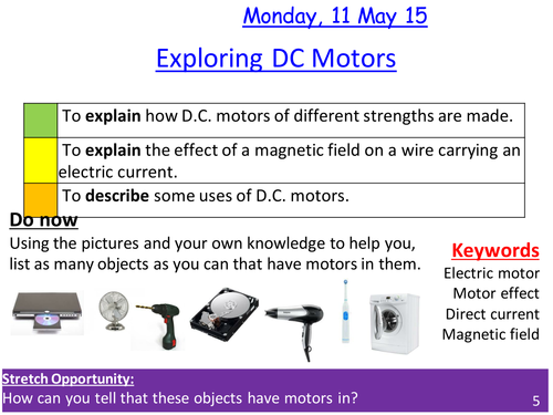 DC (direct current) Motors and the motor effect lesson