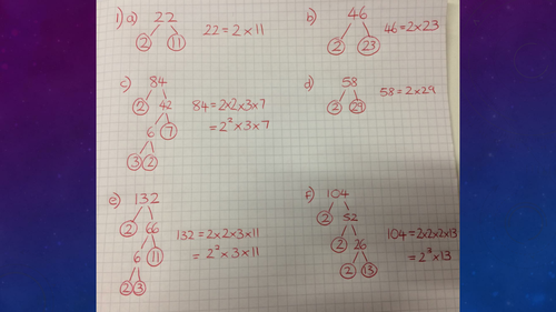 Mini Assessment: BIDMAS Primes Factors Muliples