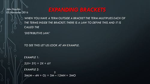 Expanding brackets
