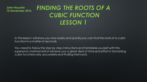 Finding the roots of a cubic function