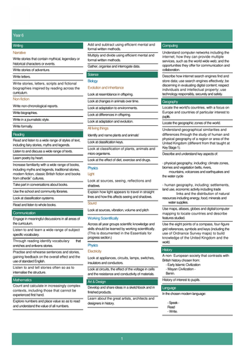 Curriculum overview Year 6 2014