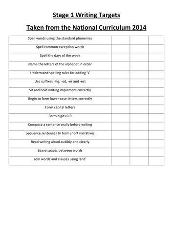 Writing targets in stages