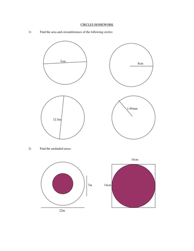 Circles Homework