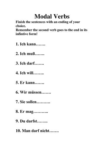Modal verb practice in German