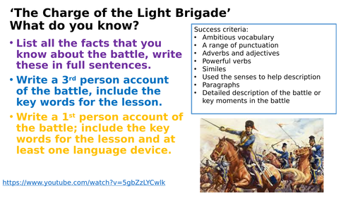Charge of the light brigade Alfred Lord Tennyson GCSE poetry 9-1 with interleaved content