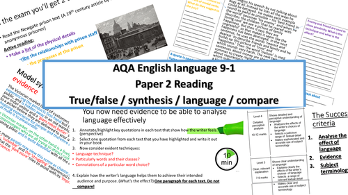 AQA English language paper 2  Reading - non fiction - fully differentiated AQA GCSE 9-1