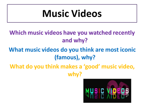 GCSE Media studies Music video analysis - planning music videos presenting ideas
