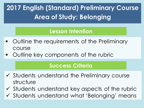 Introduction to Area of Study: Belonging