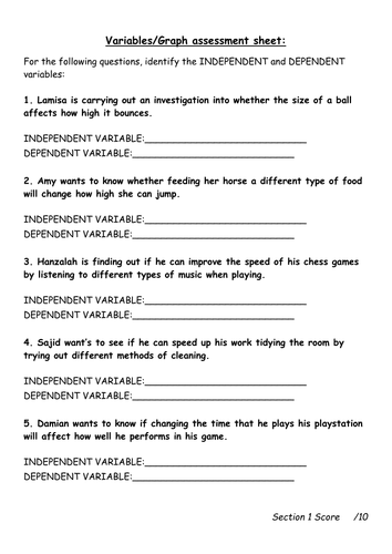 Variables and graphs mini assessment