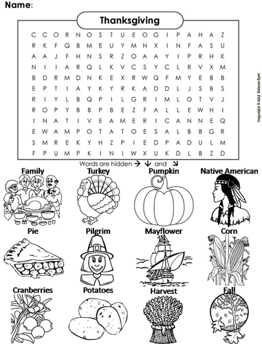 Thanksgiving Word Search