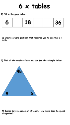 6 Times Table Mastery Check