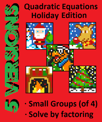 Colouring by Quadratics - Factorable Holiday Fun, 5 Small-Group Versions
