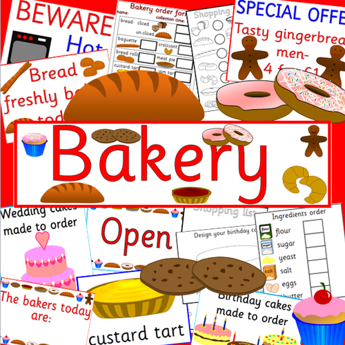 Bakery role play pack + Five Currant Buns number rhyme pack