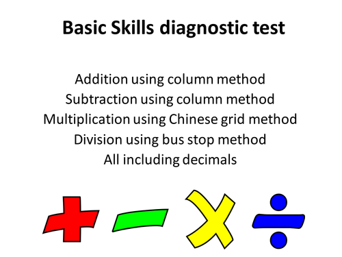 Full range of numeracy diagnostic tests (14 powerpoints) - also suitable for low ability classes